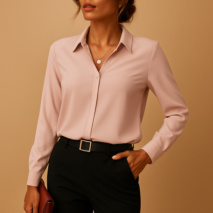 Eugenia | Women's V-Neck Collared Long Sleeve Blouse