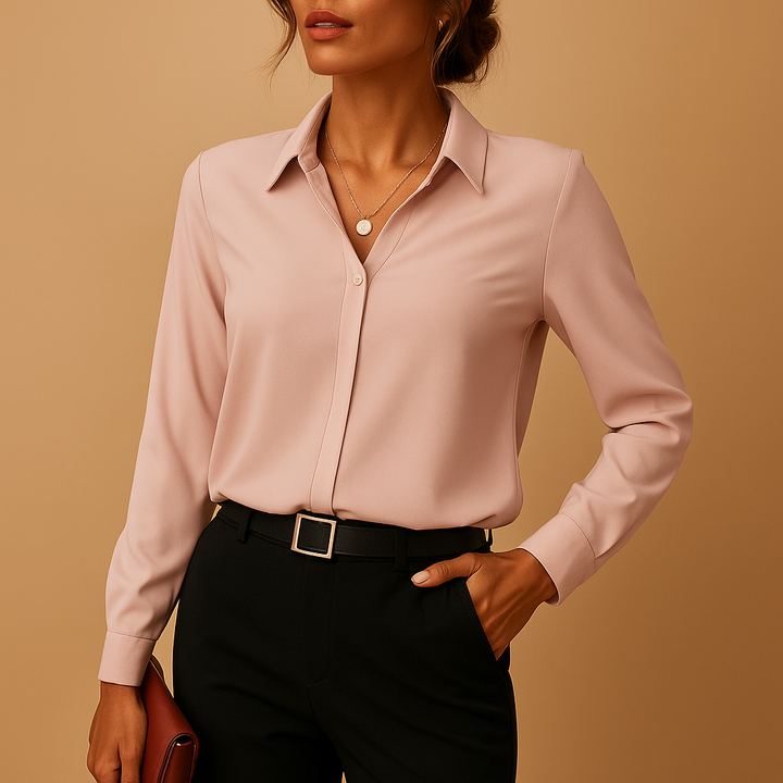 Eugenia | Women's V-Neck Collared Long Sleeve Blouse