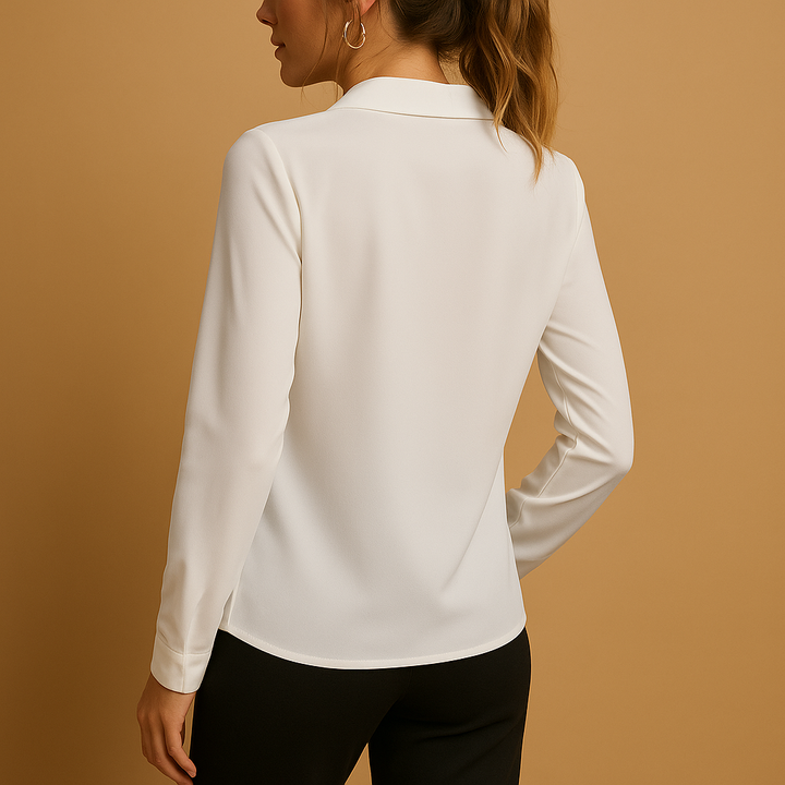 Eugenia | Women's V-Neck Collared Long Sleeve Blouse
