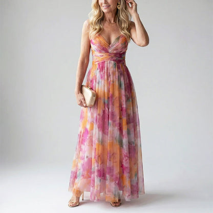 Lily | Women's  Evening Watercolor Long Maxi Dress