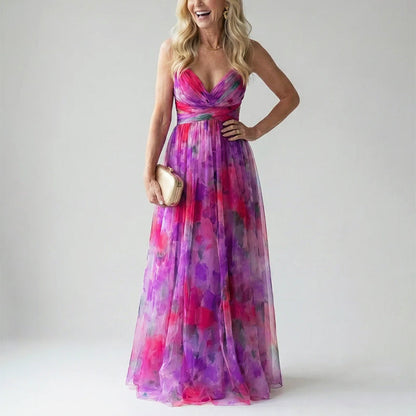Lily | Women's  Evening Watercolor Long Maxi Dress
