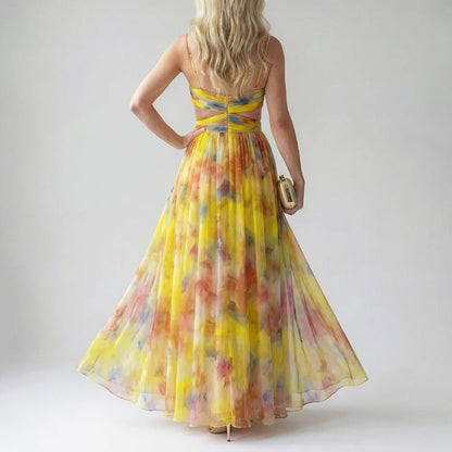 Lily | Women's  Evening Watercolor Long Maxi Dress