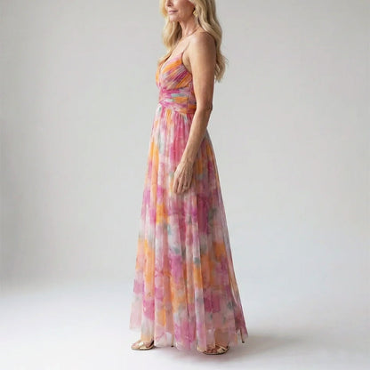 Lily | Women's  Evening Watercolor Long Maxi Dress