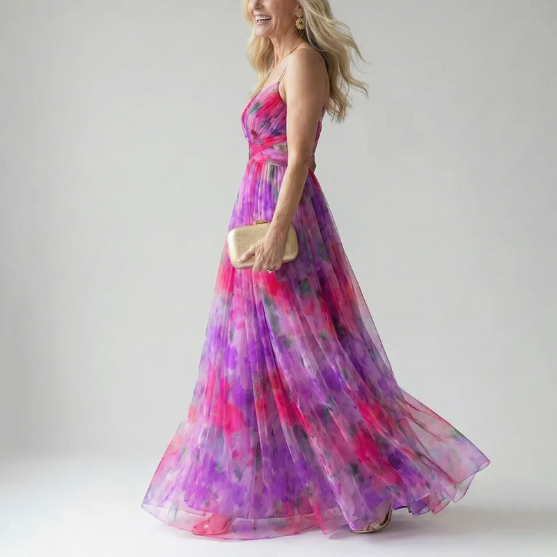 Lily | Women's  Evening Watercolor Long Maxi Dress