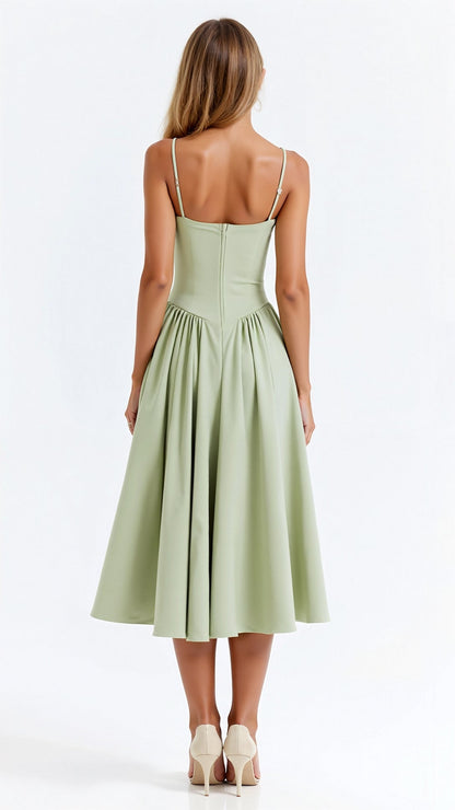 Madison | Women's Elegant A-Line Corset Midi Dress
