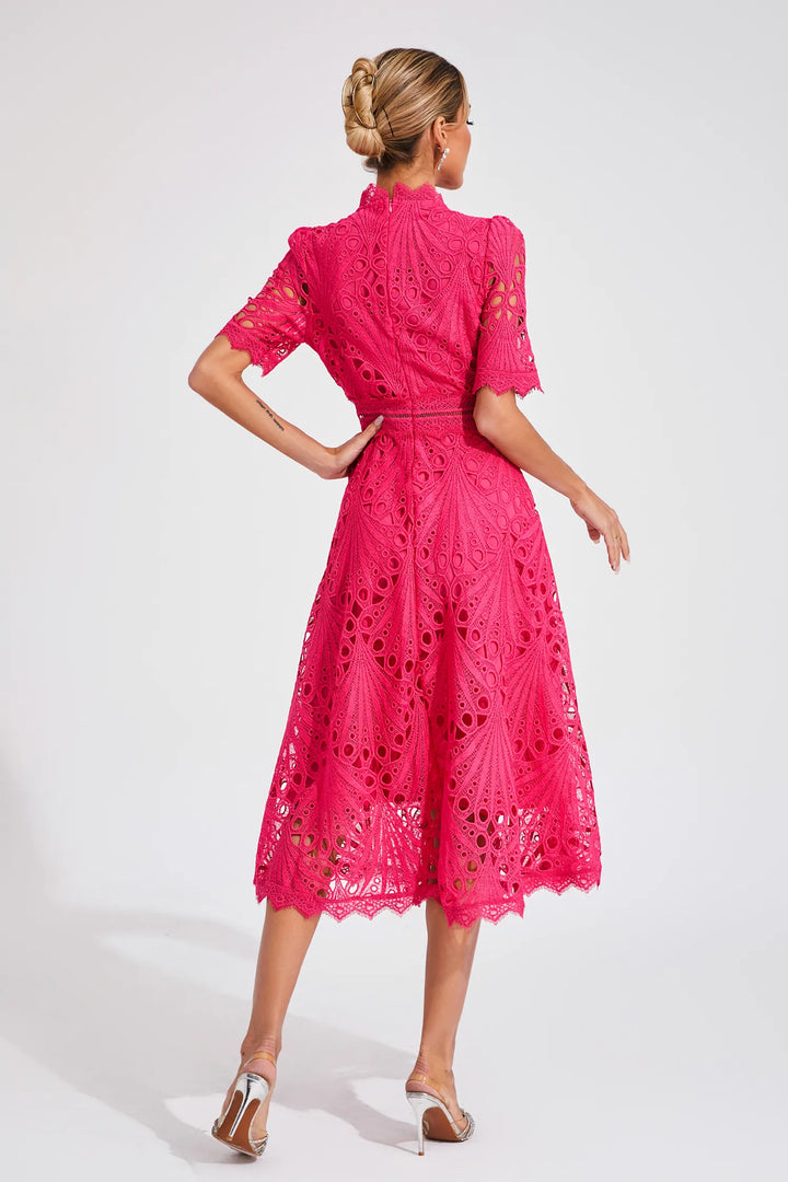 Nola | Women's Casual Lace Pattern Midi Dress