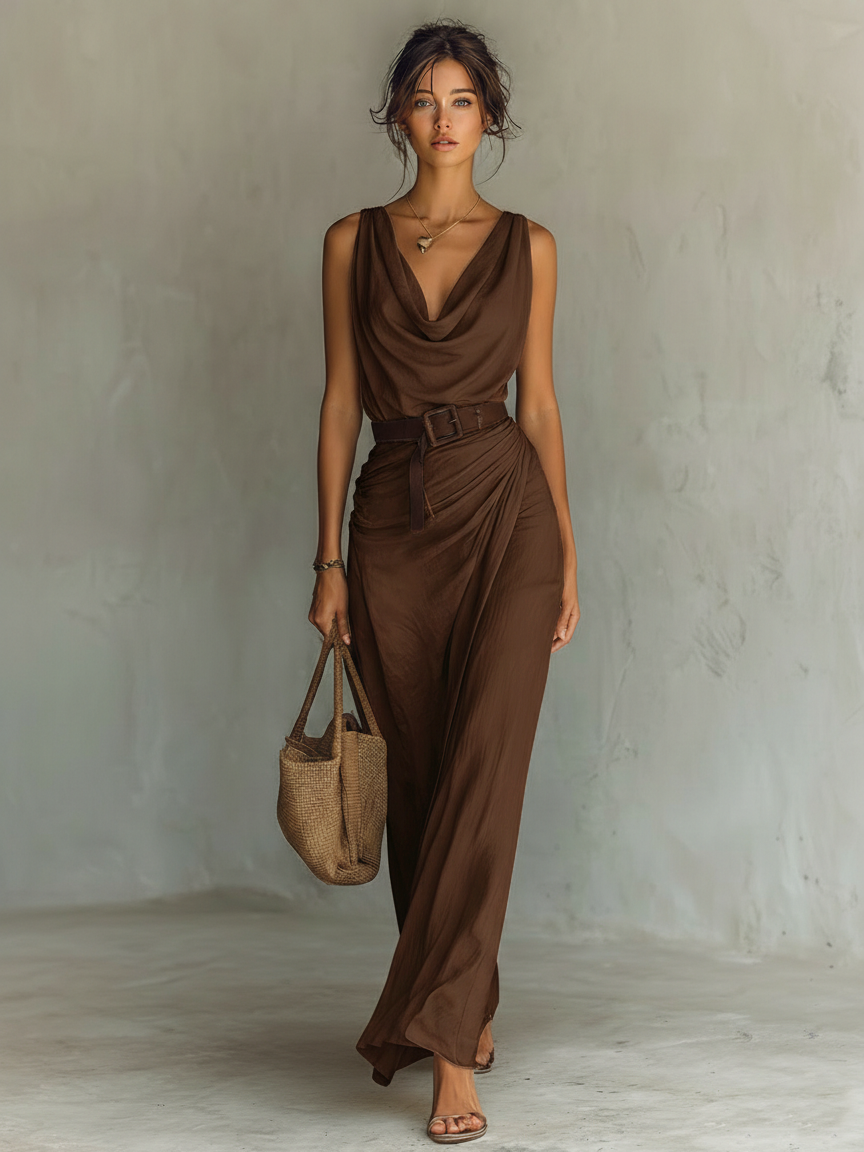 Caroline | Women's Elegant Cowl Neck Maxi Dress