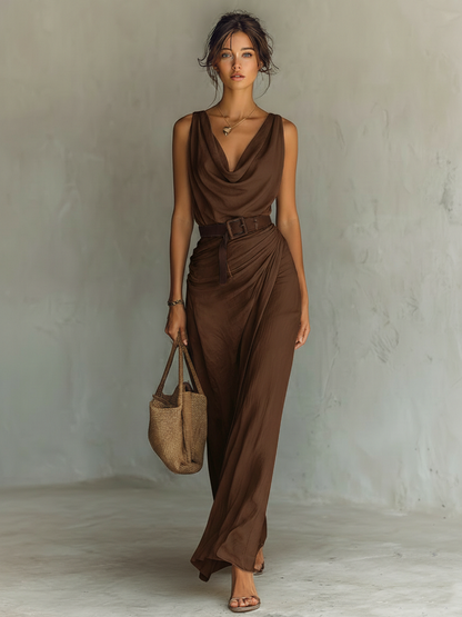 Caroline | Women's Elegant Cowl Neck Maxi Dress