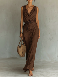 Caroline | Women's Elegant Cowl Neck Maxi Dress