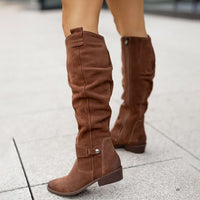 Katreena | Women's Knee High Low Heel Suede Boots