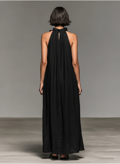 Luna | Women's Minimalist Halterneck Ruffle Dress