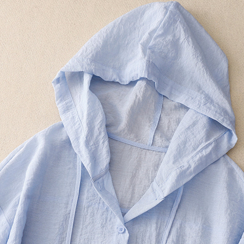 Everly | Women's Breezy Hooded Long-Sleeve Blouse