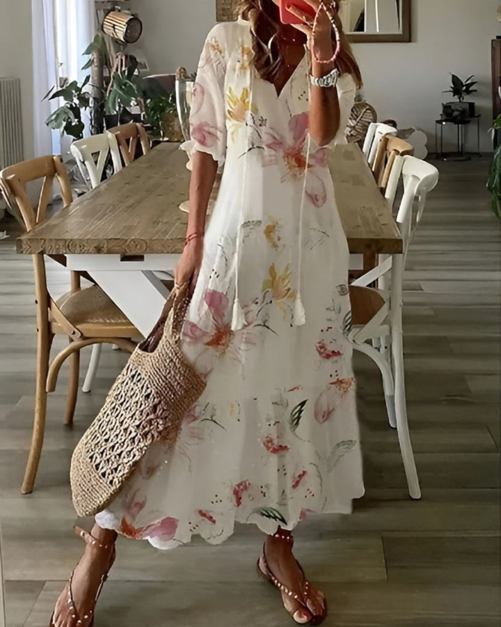 Willow | Women's Boho V-Neck Loose Midi Dress