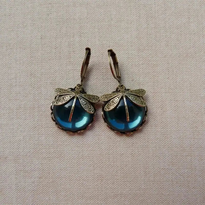 ANTIQUE GOLD DRAGONFLY EARRINGS