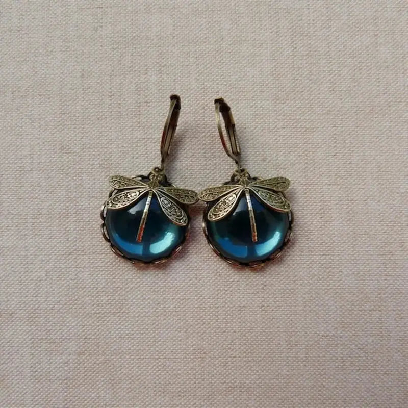 Antique Gold Dragonfly Earrings