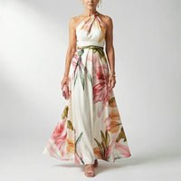 Grace | Women's Evening Halter Neck Printed Dress