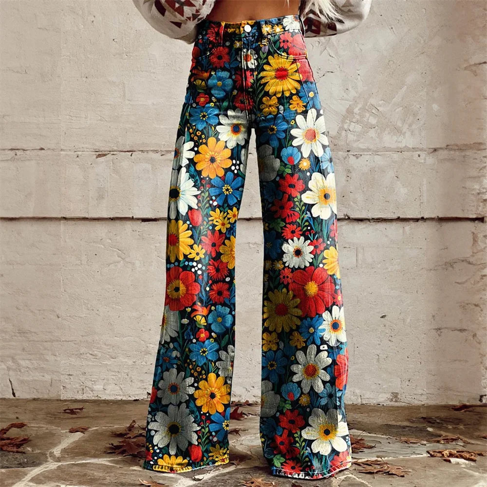Celia | Women's High Waist Flared Wide Leg Jeans