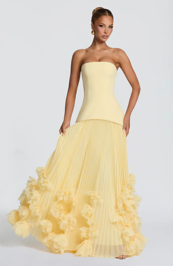Gianna | Women's Strapless Pleated Wedding Guest Dress
