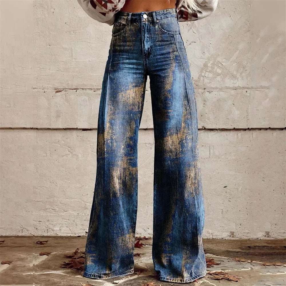 Celia | Women's High Waist Flared Wide Leg Jeans