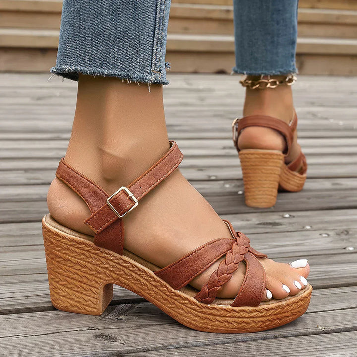 NICOLE | BRAIDED STRAP PLATFORM SANDALS