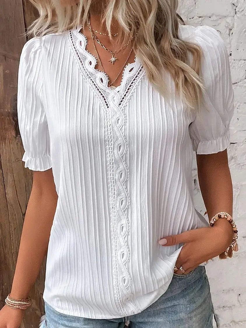 Tinne | Women's Short Sleeve Lace Blouse
