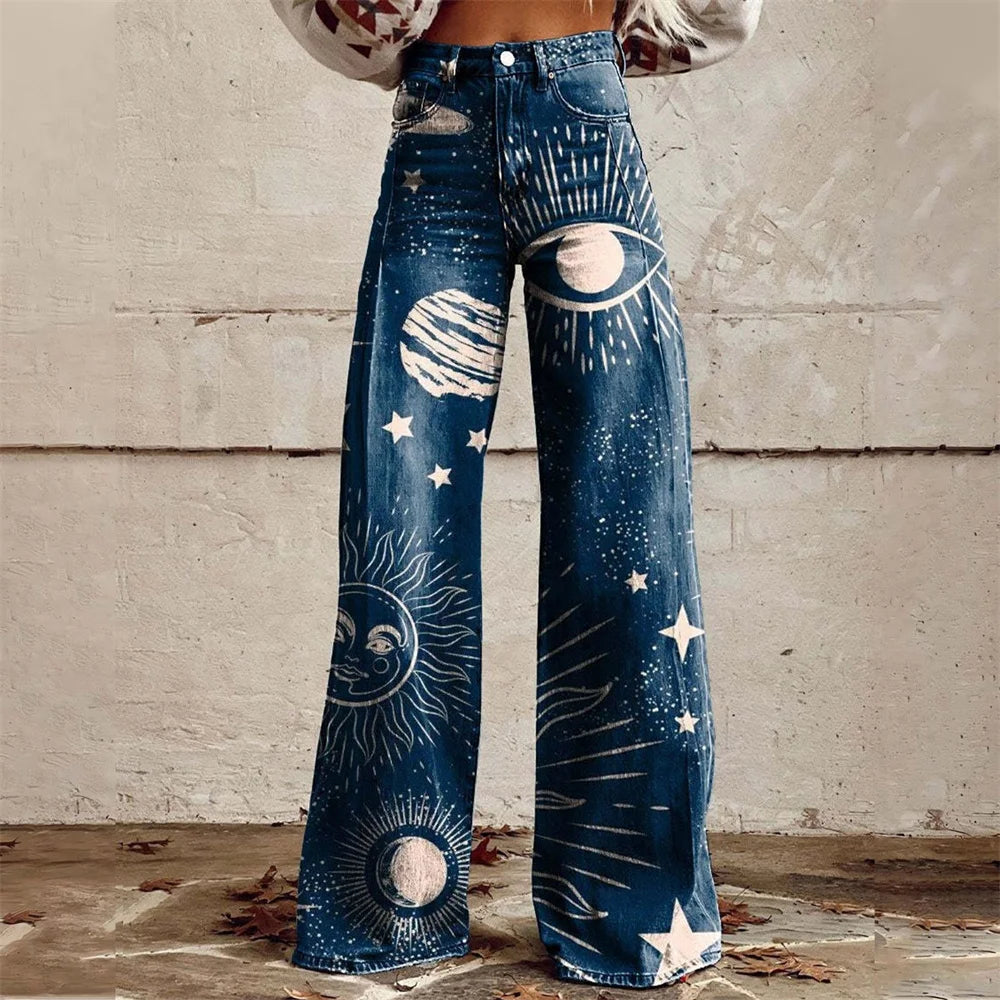 Celia | Women's High Waist Flared Wide Leg Jeans