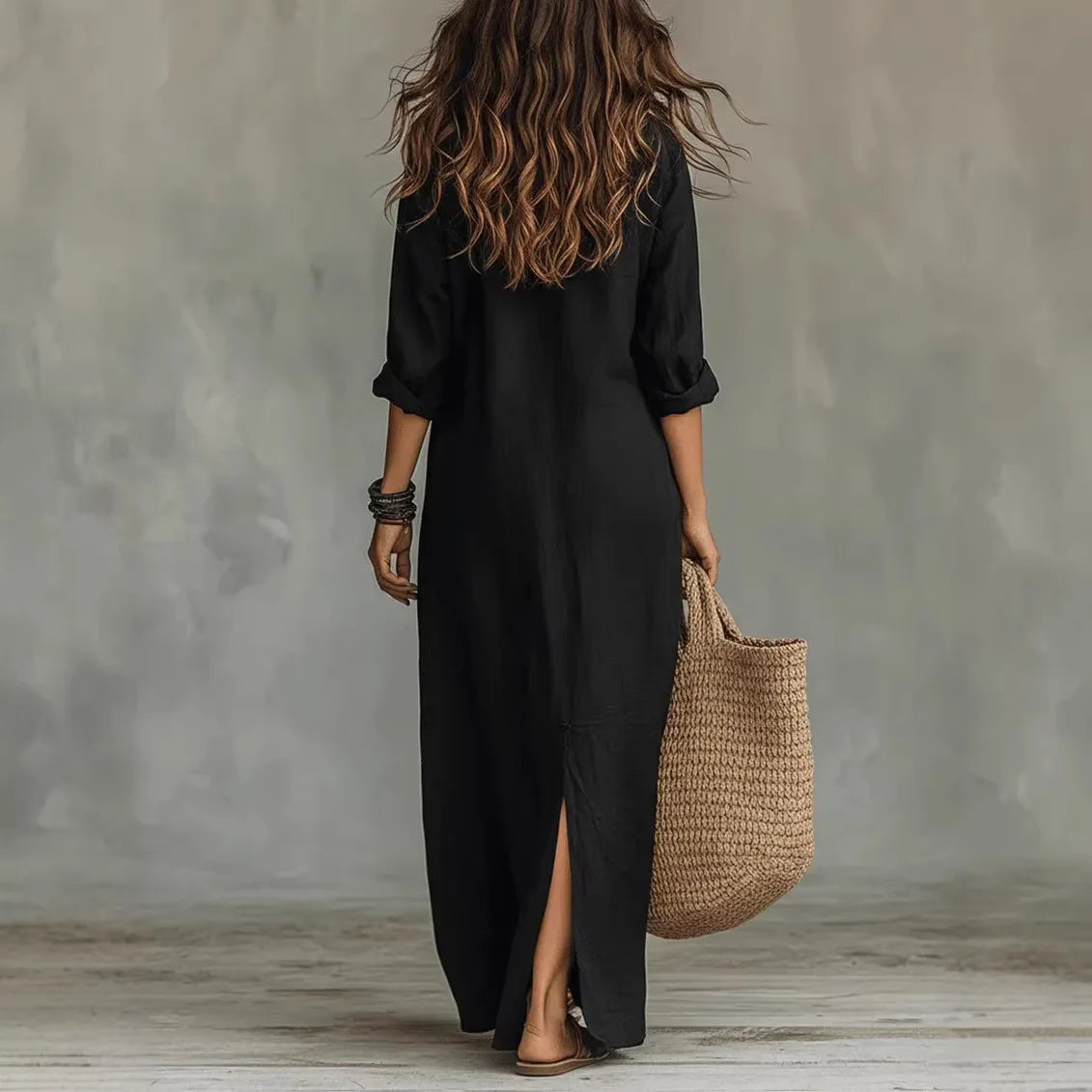 Camila | Women's Relaxed Long Sleeve Maxi Dress