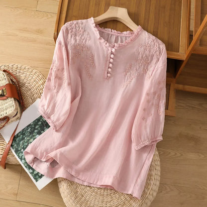 Suzanne | Women's Floral Button-Front Summer Blouse