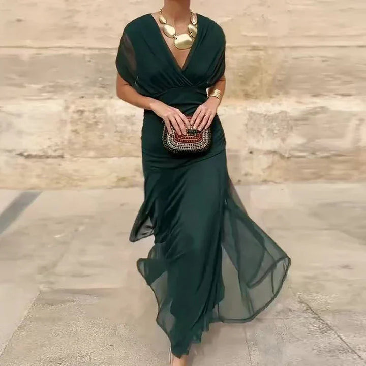 ELSIA CELESTE | ELEGANT DRESS WITH V-NECKLINE