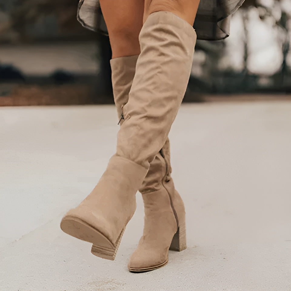 Melody | Women's Suede Heel Buckle Boots