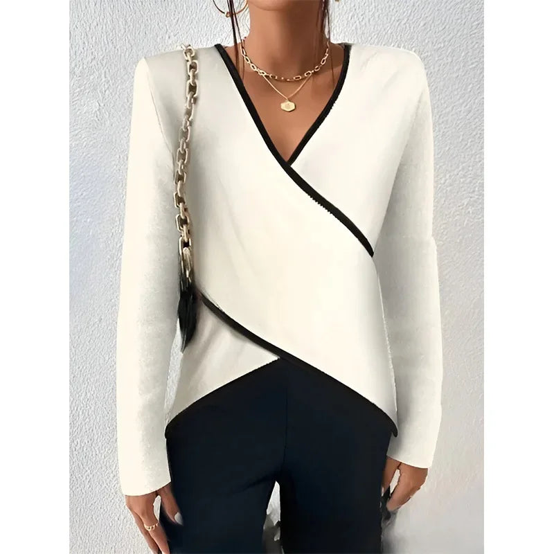 Tessa | Women's Wrap Blouse with Contrast Detail