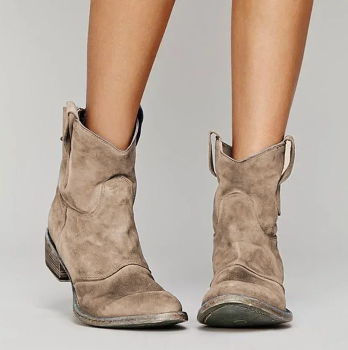 Caroline | Women's Western Suede Boots with Low Block Heel
