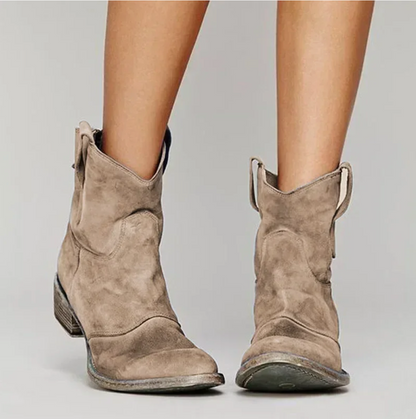 Caroline | Women's Western Suede Boots with Low Block Heel