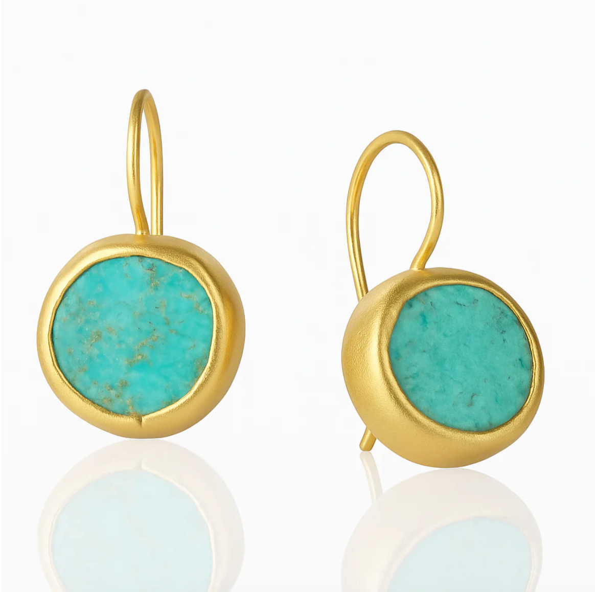 Turquoise Stone Gold Earrings