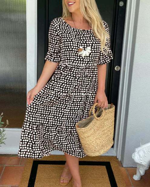 ZORA | ELEGANT SHORT-SLEEVE MIDI DRESS