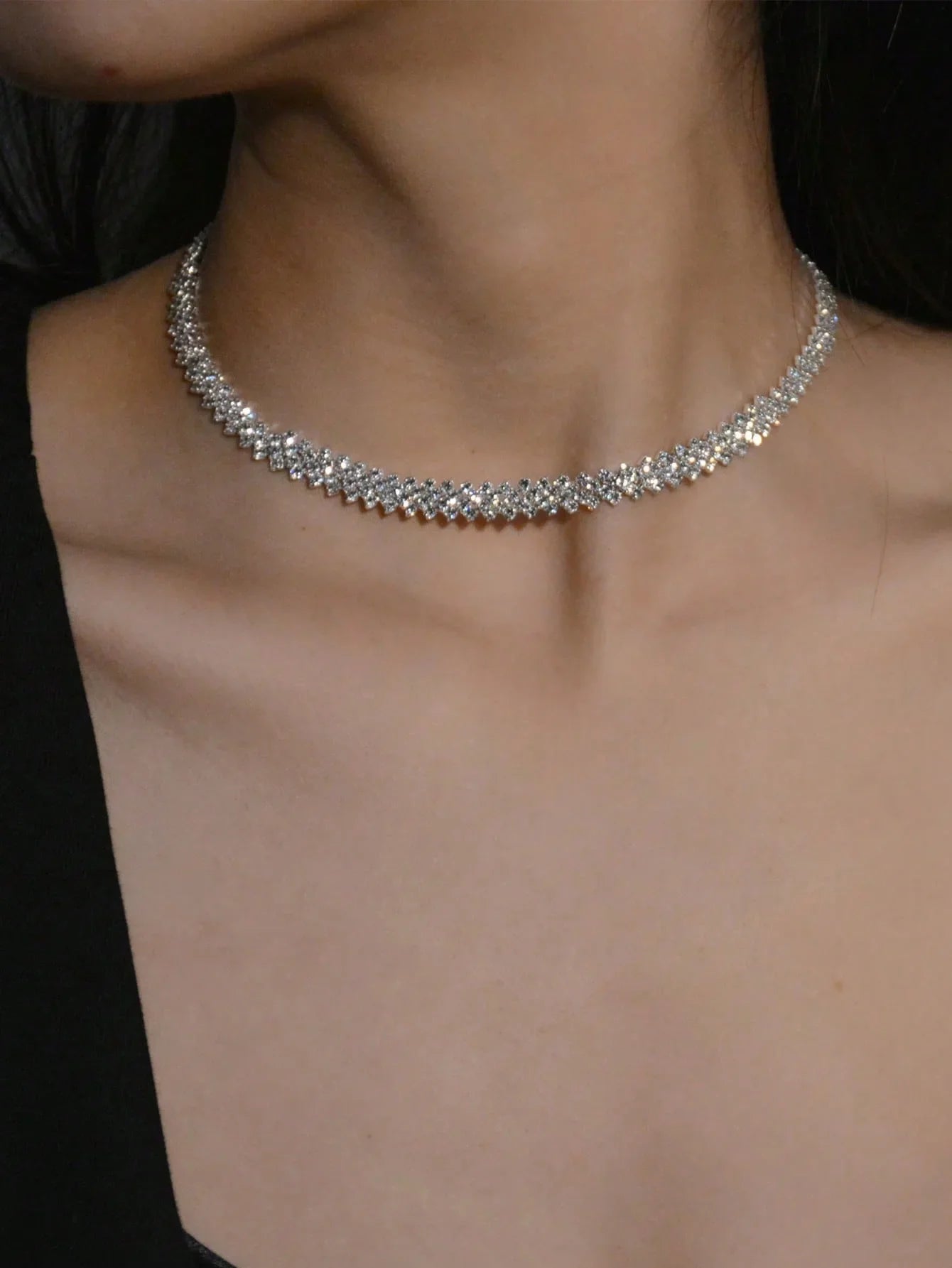 Graceful Radiance | Rhinestone Collar Necklace
