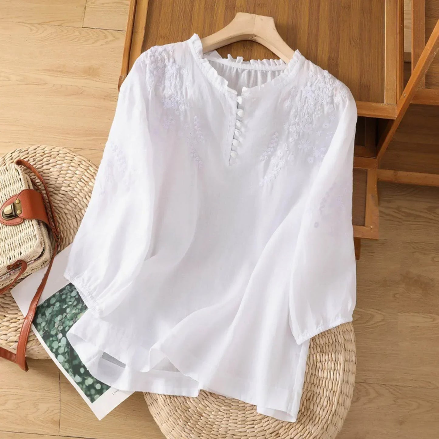 Suzanne | Women's Floral Button-Front Summer Blouse