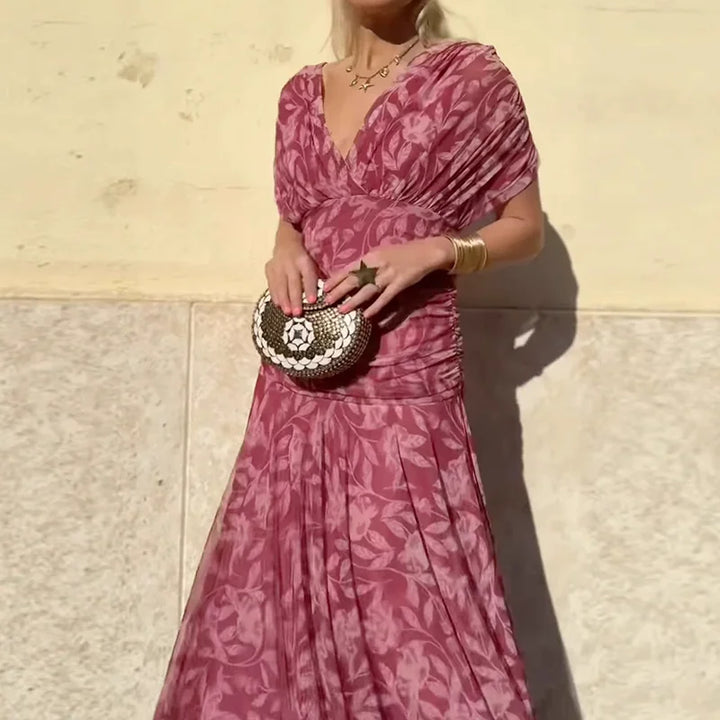 ELSIA CELESTE | ELEGANT DRESS WITH V-NECKLINE