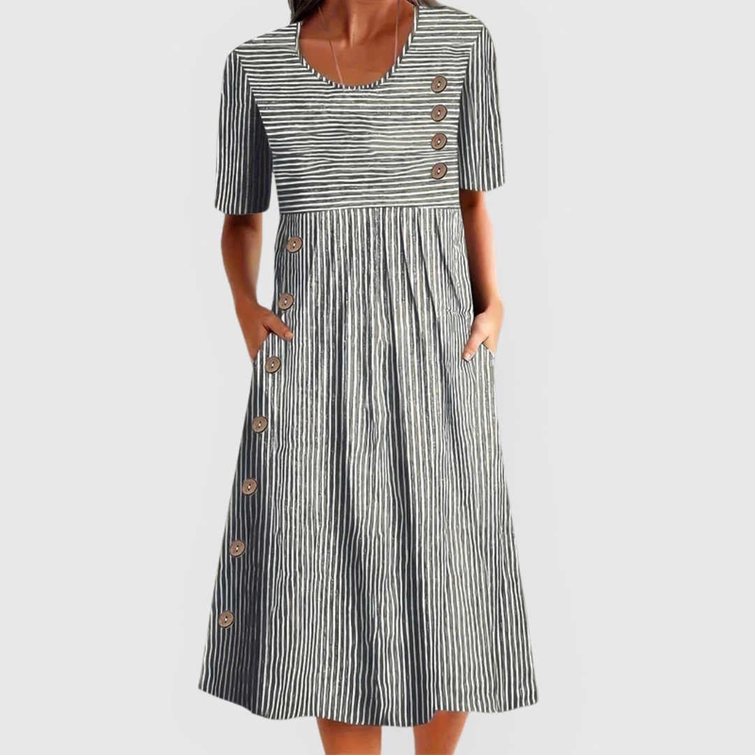 JARNA | STRIPED MIDI DRESS