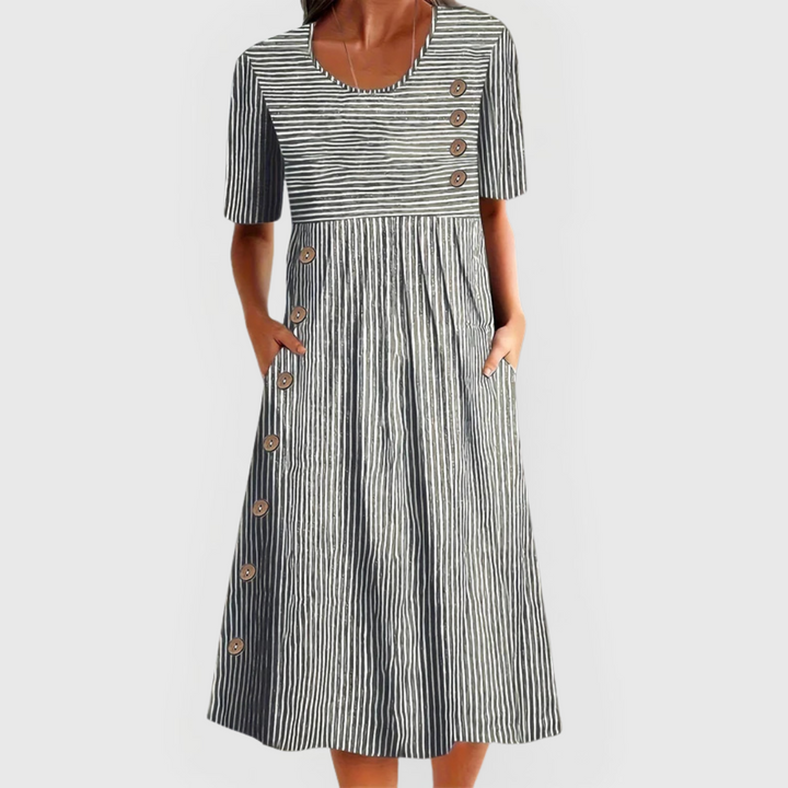 JARNA | STRIPED MIDI DRESS