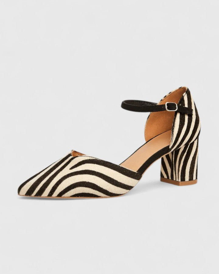 Amelia | Women's Zebra Sandals with Block Heel