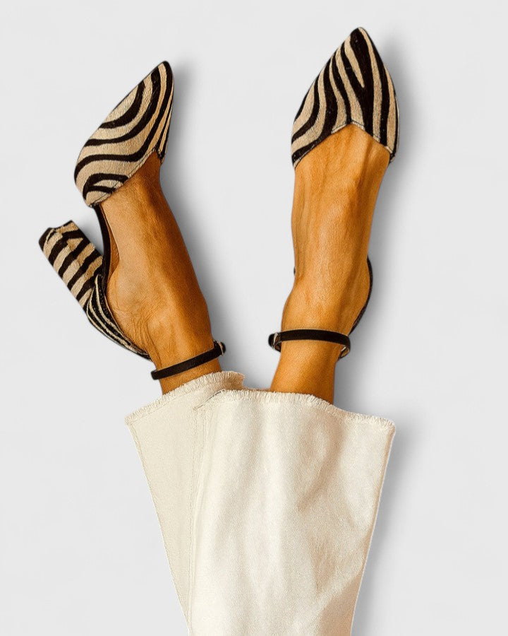 Amelia | Women's Zebra Sandals with Block Heel