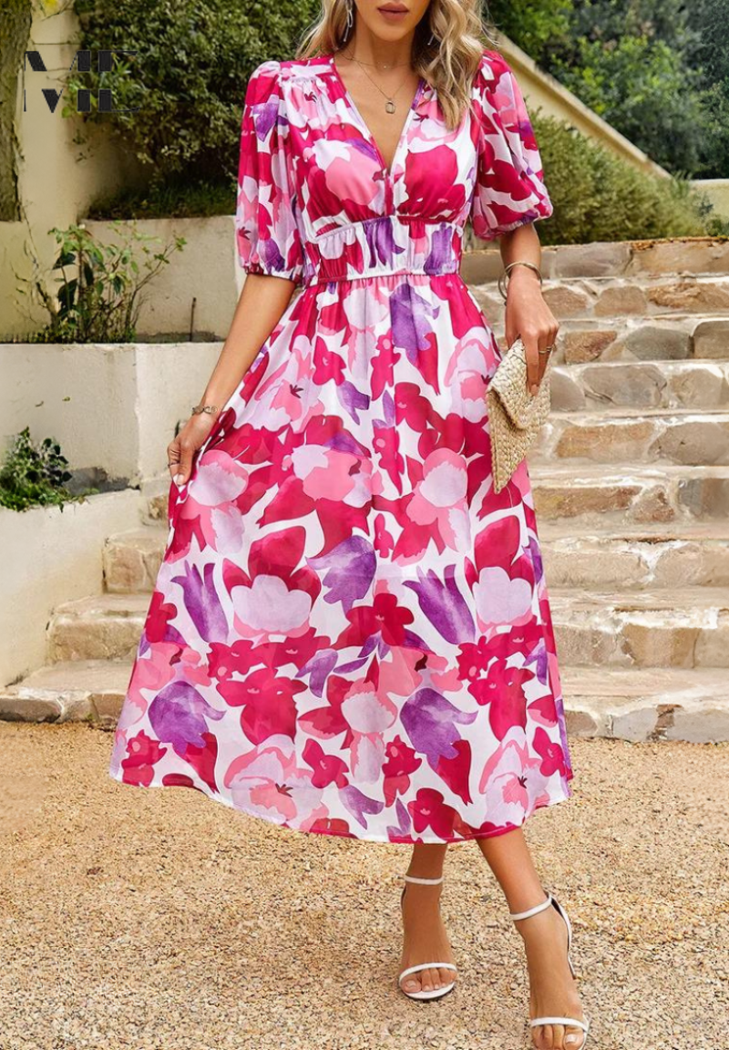 Monica | Women's Summer Floral Midi Dress