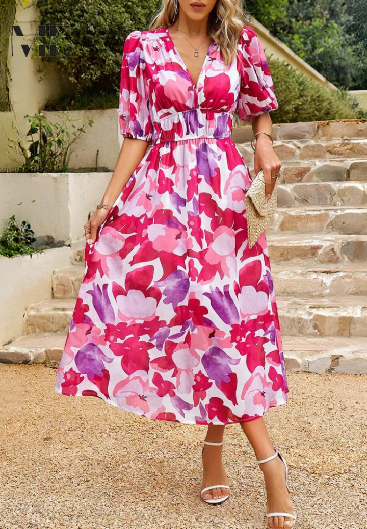 Monica | Women's Summer Floral Midi Dress