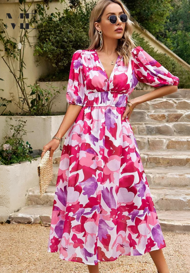 Monica | Women's Summer Floral Midi Dress