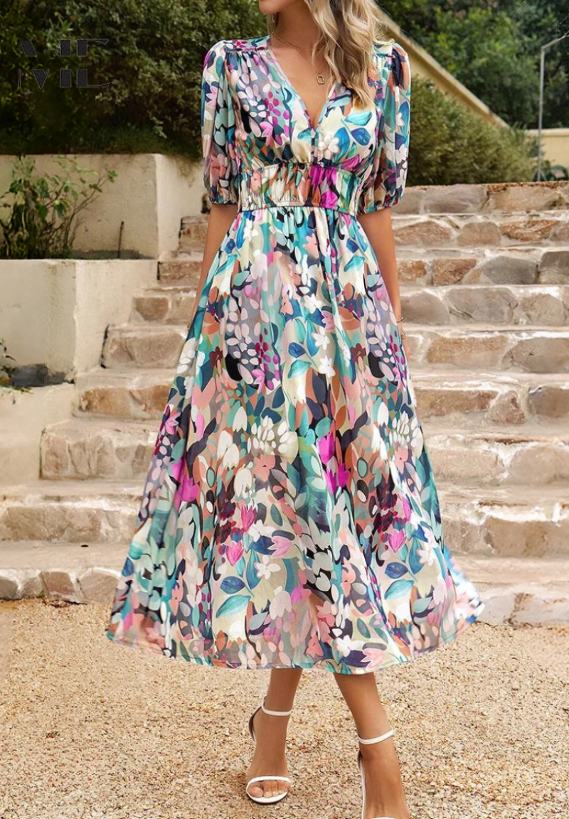 Monica | Women's Summer Floral Midi Dress