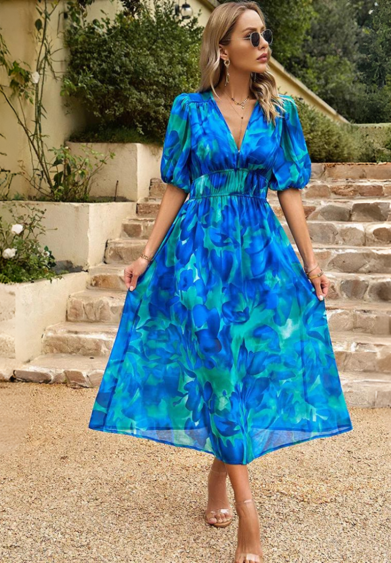 Monica | Women's Summer Floral Midi Dress