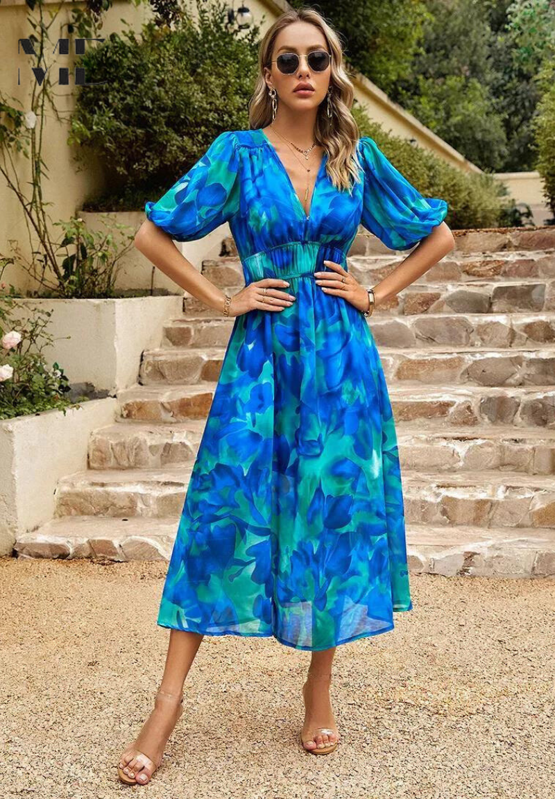 Monica | Women's Summer Floral Midi Dress