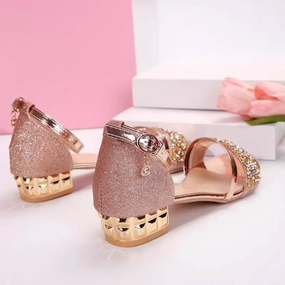 Blythe | Women's Evening Strap Glitter Sandals With Low Heel