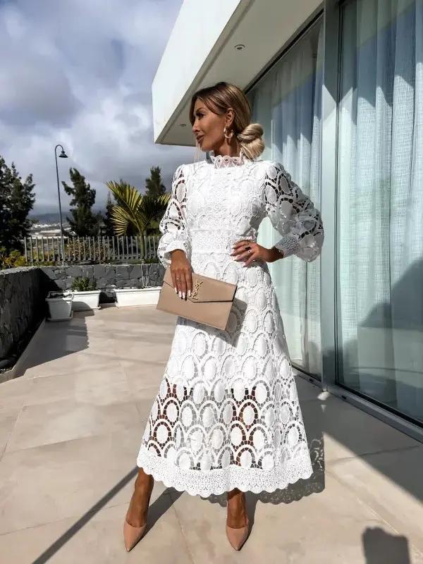 Dina | Women's Elegant Summer Maxi Dress with Sleeves